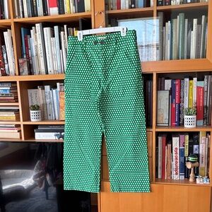 Maeve Emerald Green Polka Dot Cropped Pants